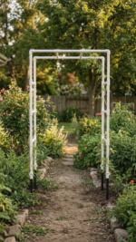 PVC Garden Arch Trellis, 152 cm x 91 cm, Decorative Arbor Frame for Climbing Plants (White) - Image 4